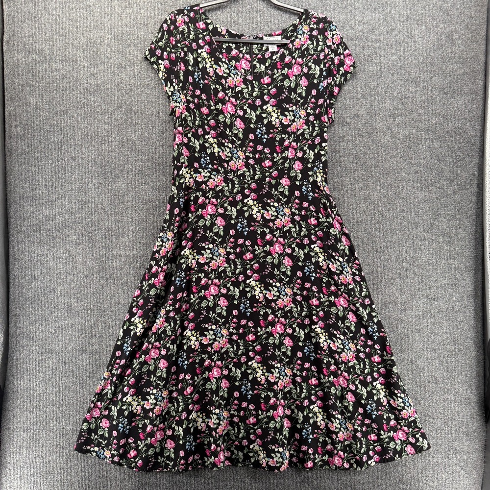 Lanz of Salzburg Dress Womens M Ditsy Floral Fit Flare Midi Prairie Boho Cottage
